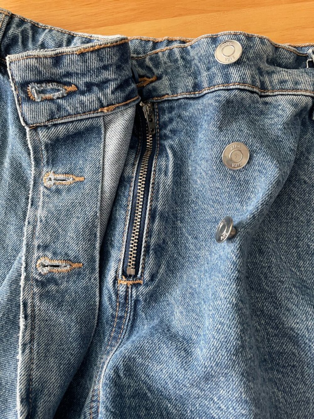 ZARA Blue Denim Wrap Mini Skort - Size Small - Picture 5 of 7